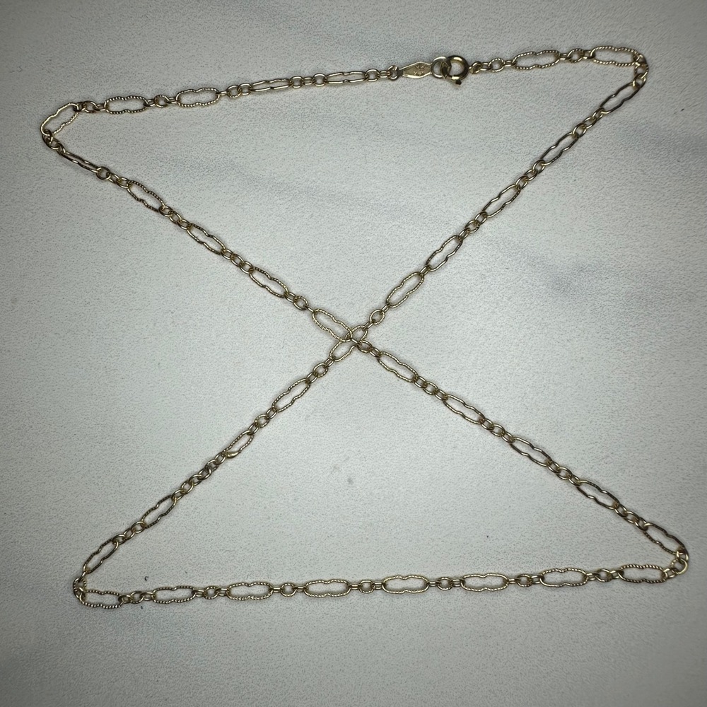 15" 14K Gold Figarucci Chain Necklace Fine Jewelry Gift 2.46g‎